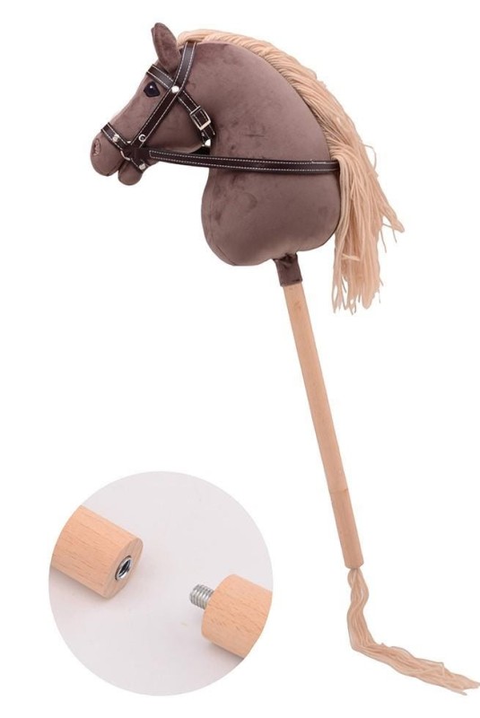 Koń DELUXE na kiju 80cm brown Holly Hobby Horse