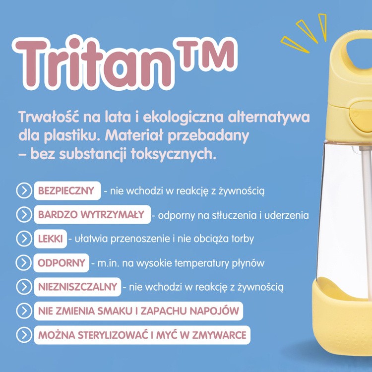 Butelka na wodę tritanowa ze słomką 600 ml Lemon Twist b.box