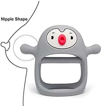 Gryzak Silikonowy Pingwin Buddy Light Grey Smily Mia