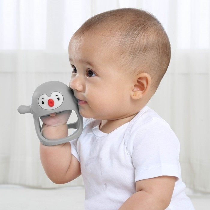 Gryzak Silikonowy Pingwin Buddy Light Grey Smily Mia