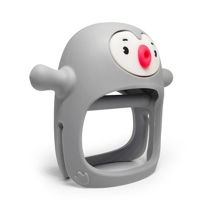 Gryzak Silikonowy Pingwin Buddy Light Grey Smily Mia