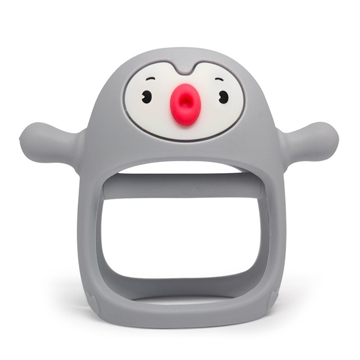 Gryzak Silikonowy Pingwin Buddy Light Grey Smily Mia