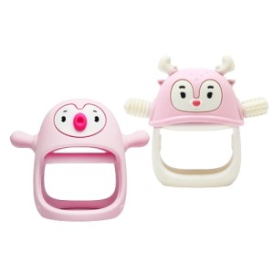 Gryzaki dla Niemowląt Pingwin i Renifer Light Pink Smily Mia