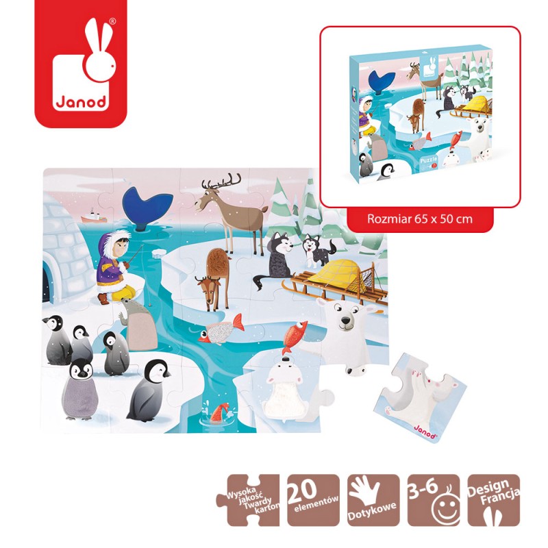 Puzzle sensoryczne 20 elementów Lodowa kraina Janod