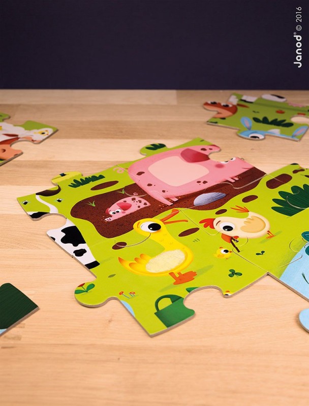 Puzzle sensoryczne 20 elementów Farma Janod