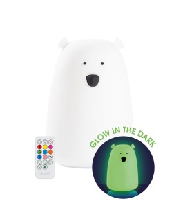 Miś Duży Świecący w Ciemności Lampka Silikonowa z Pilotem Rabbit & Friends