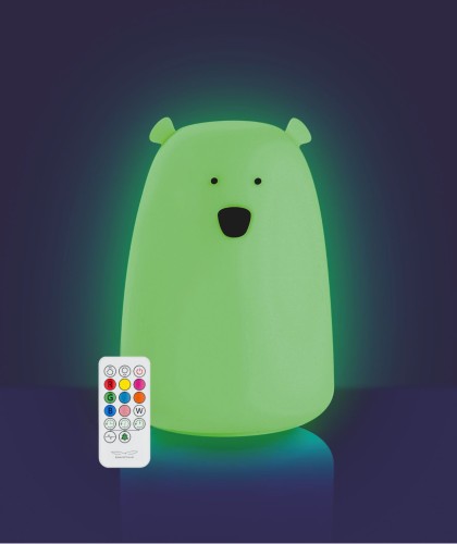 Miś Duży Świecący w Ciemności Lampka Silikonowa z Pilotem Rabbit & Friends