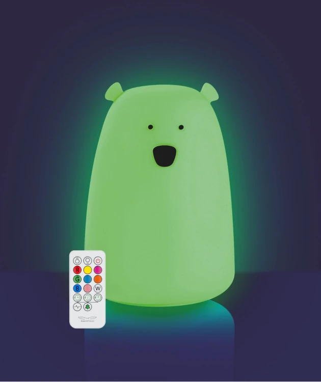 Miś Duży Świecący w Ciemności Lampka Silikonowa z Pilotem Rabbit & Friends