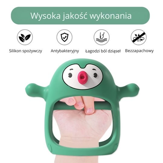 Gryzak Silikonowy Pingwin Buddy Pine Green Smily Mia