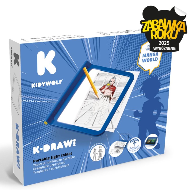 Tablet rysunkowy podświetlany dwustronny KidyDraw-Pro Manga Kidywolf