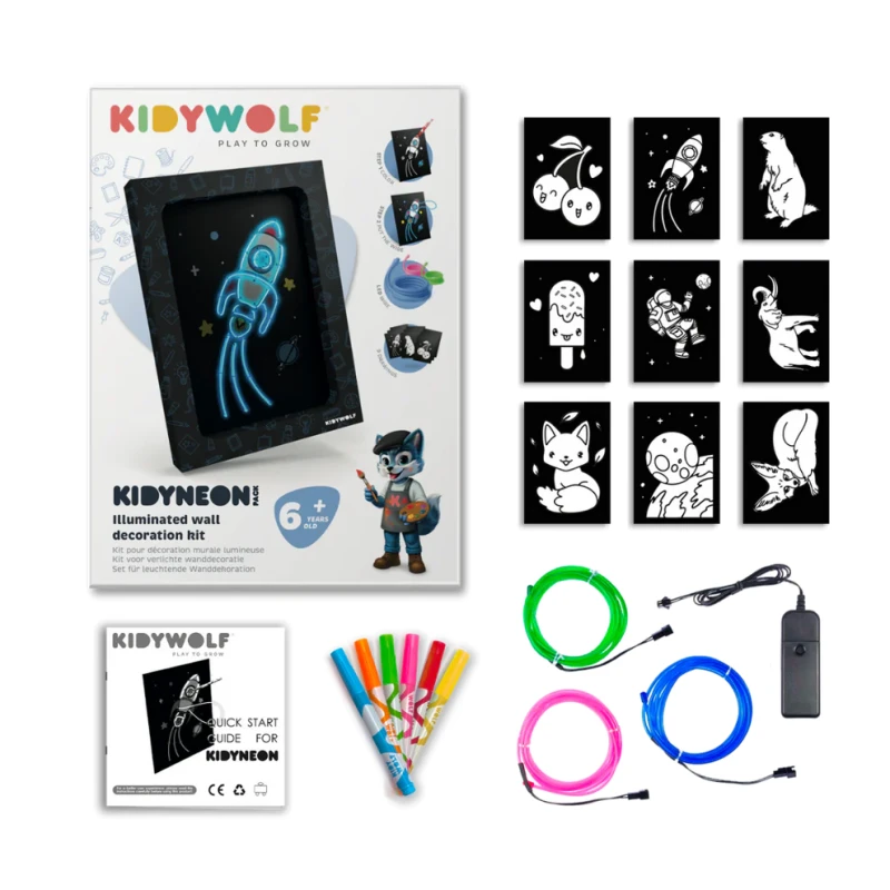 Zestaw do tworzenia świecącej dekoracji KIDYNEON Pack Kidywolf