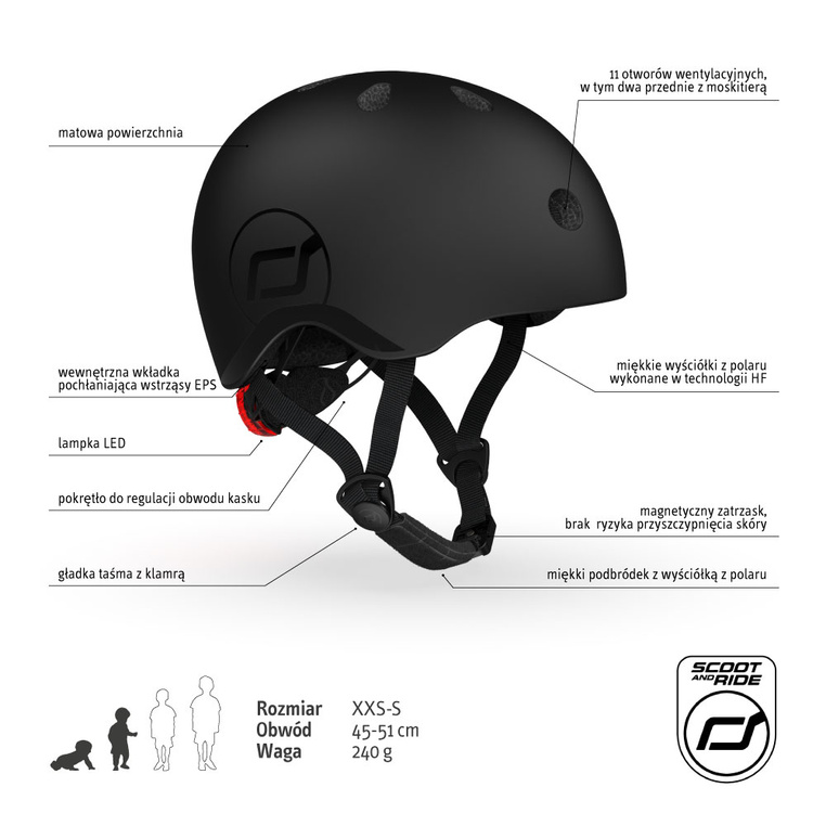 Scoot and Ride Kask dla dzieci XXS-S 1-5 lat Black