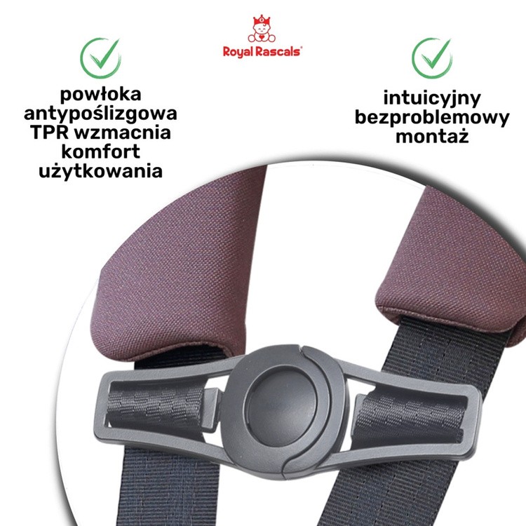 Uniwersalny łącznik pasów bezpieczeństwa do fotelika samochodowego czarny Royal Rascals