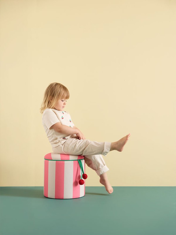 Pufa cylindryczna ze schowkiem różowa Kid's Concept
