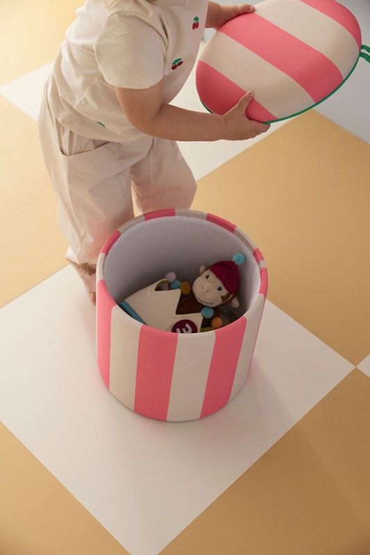 Pufa cylindryczna ze schowkiem różowa Kid's Concept