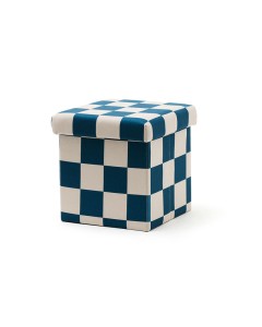 Pufa ze schowkiem w szachownicę 30 cm Check teal Kid's Concept