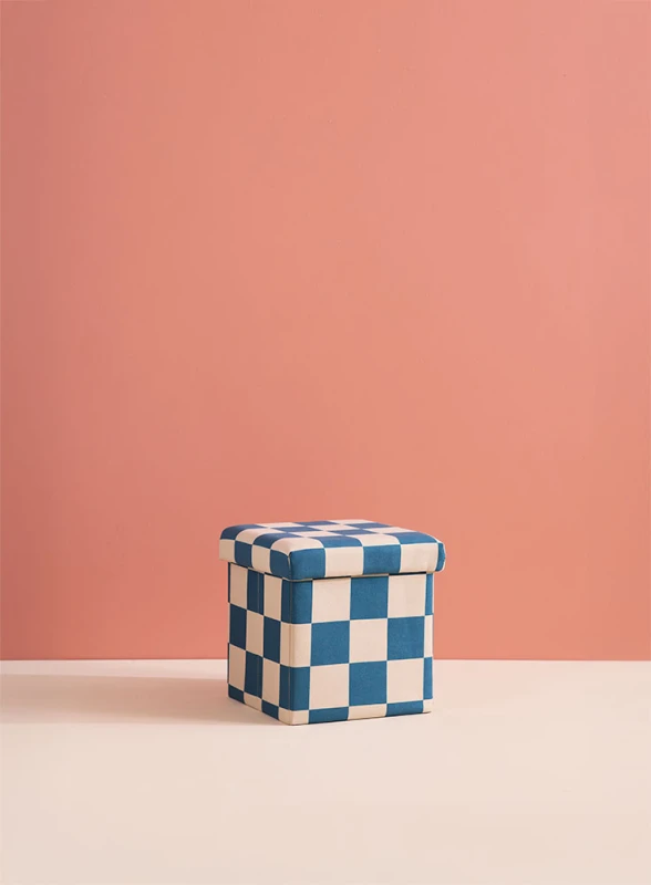 Pufa ze schowkiem w szachownicę 30 cm Check teal Kid's Concept