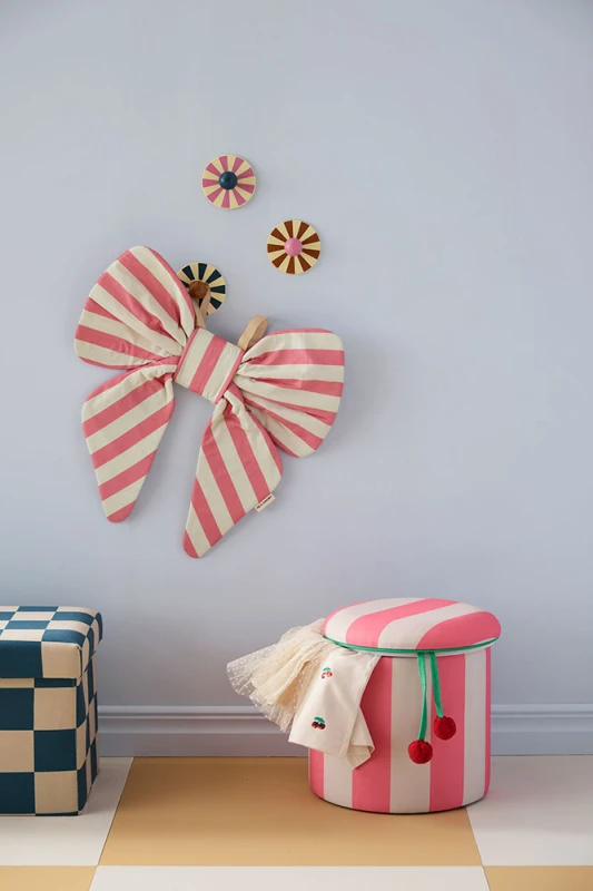 Pufa ze schowkiem w szachownicę 30 cm Check teal Kid's Concept
