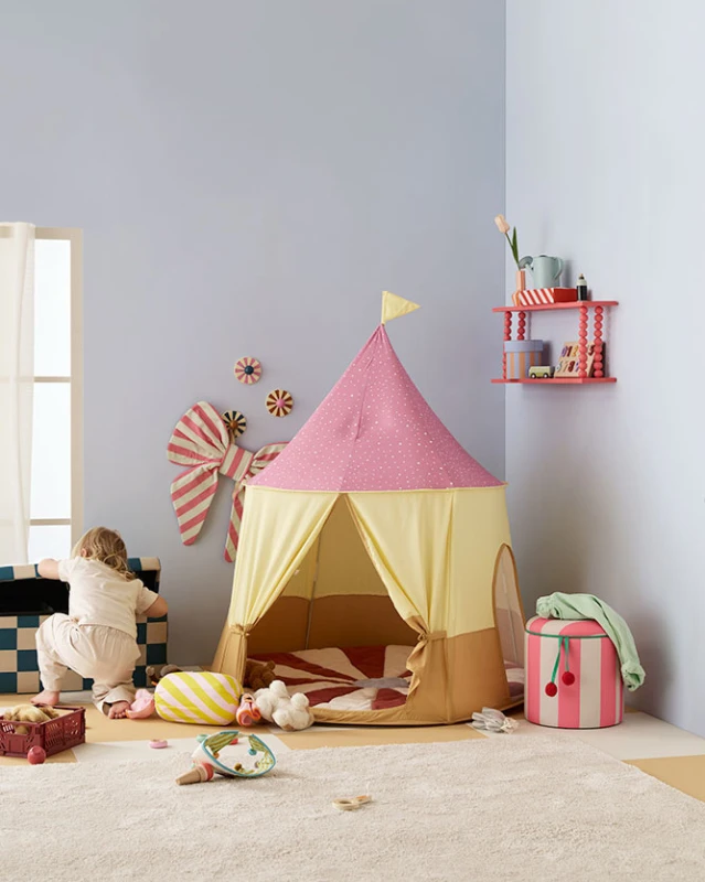 Pufa ze schowkiem w szachownicę 80 cm Check teal Kid's Concept