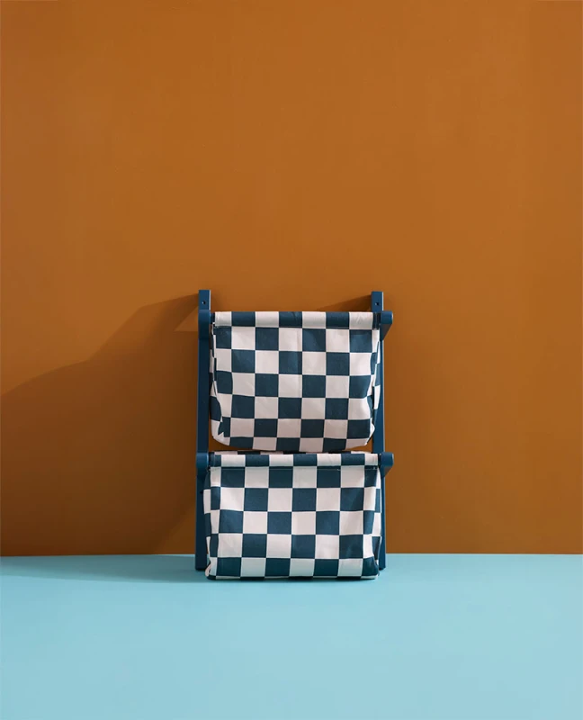 Półka ścienna materiałowa w szachownicę circus check teal Kid's Concept