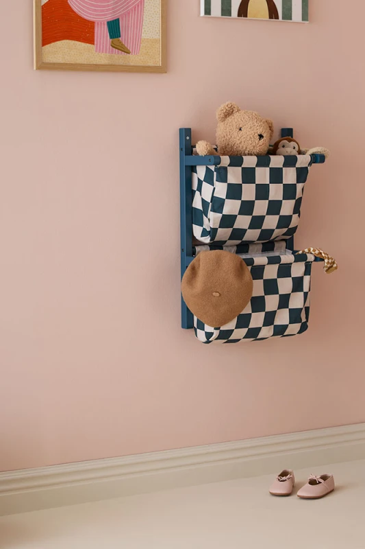 Półka ścienna materiałowa w szachownicę circus check teal Kid's Concept