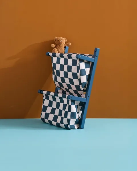 Półka ścienna materiałowa w szachownicę circus check teal Kid's Concept