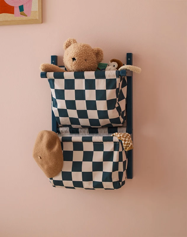 Półka ścienna materiałowa w szachownicę circus check teal Kid's Concept