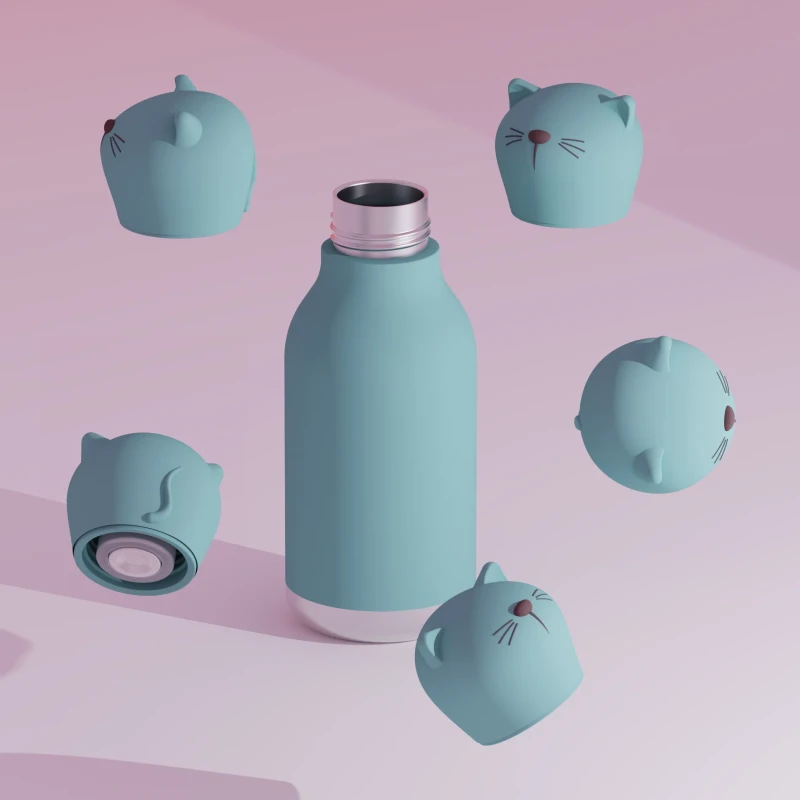 Butelka termiczna ze słomką Bestie Kot 460 ml Asobu