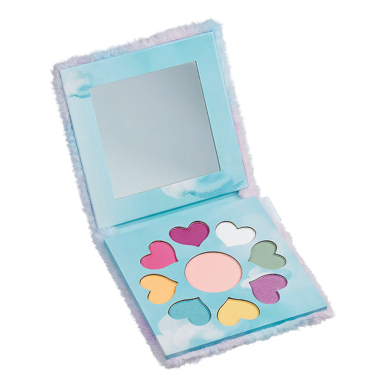 Paleta cieni do powiek z lusterkiem dla dzieci w puchatym etui 9 el. Jednorożec Souza!