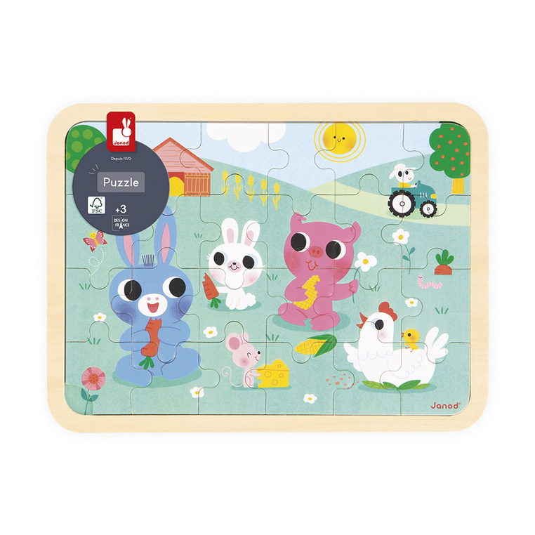 Puzzle drewniane 24 el. Farma 3+ Janod