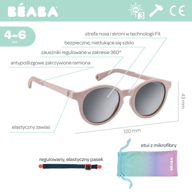 Okulary przeciwsłoneczne dla dzieci 4-6 lat Sunrise Cotton candy Beaba