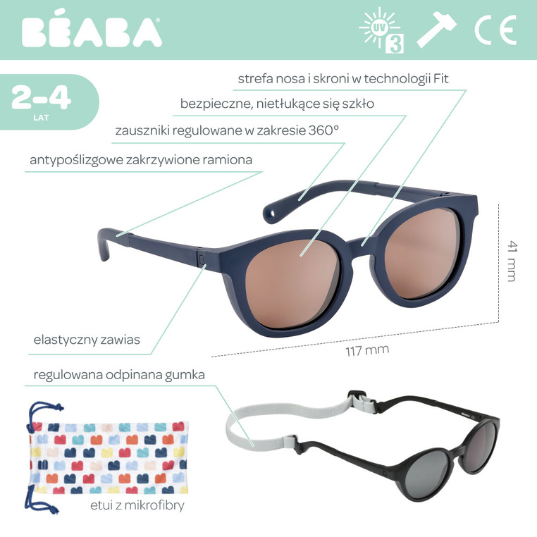 Okulary przeciwsłoneczne dla dzieci 2-4 lata Bright Night Blue Beaba