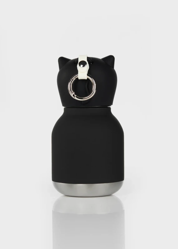 Butelka termiczna ze słomką Mini Bestie Czarny Kot 200 ml Asobu