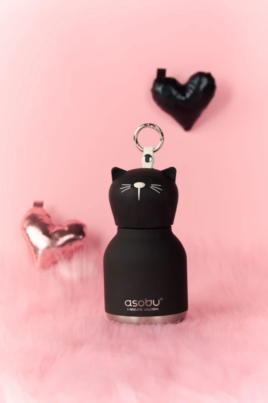 Butelka termiczna ze słomką Mini Bestie Czarny Kot 200 ml Asobu