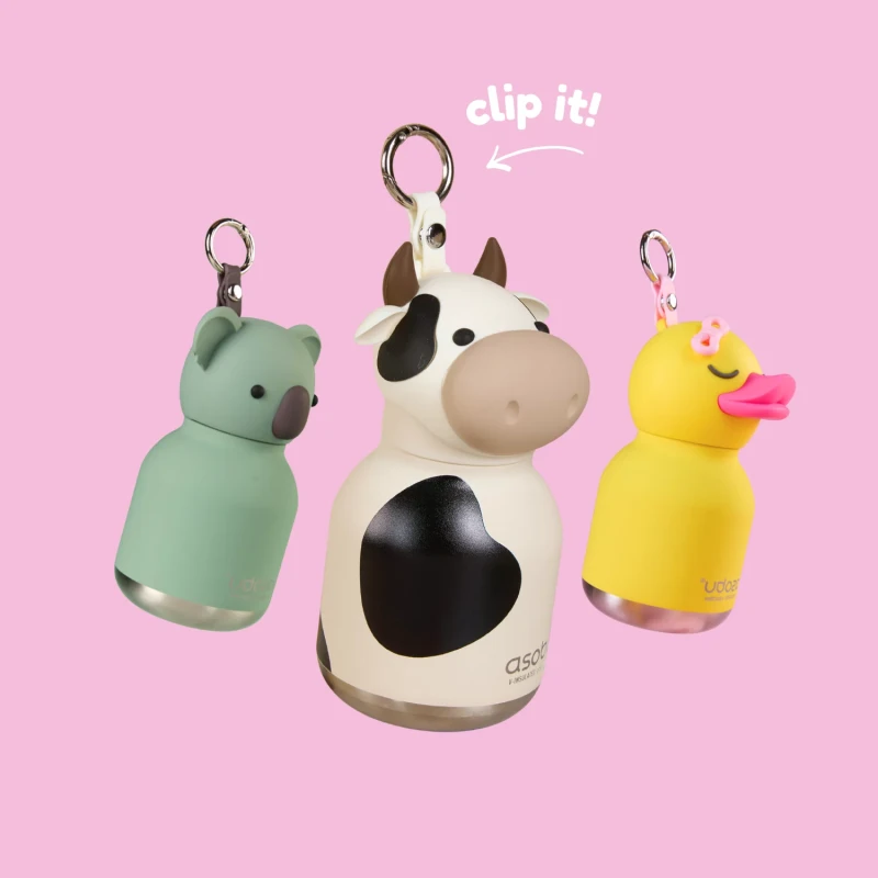 Butelka termiczna ze słomką Mini Bestie Czarny Kot 200 ml Asobu