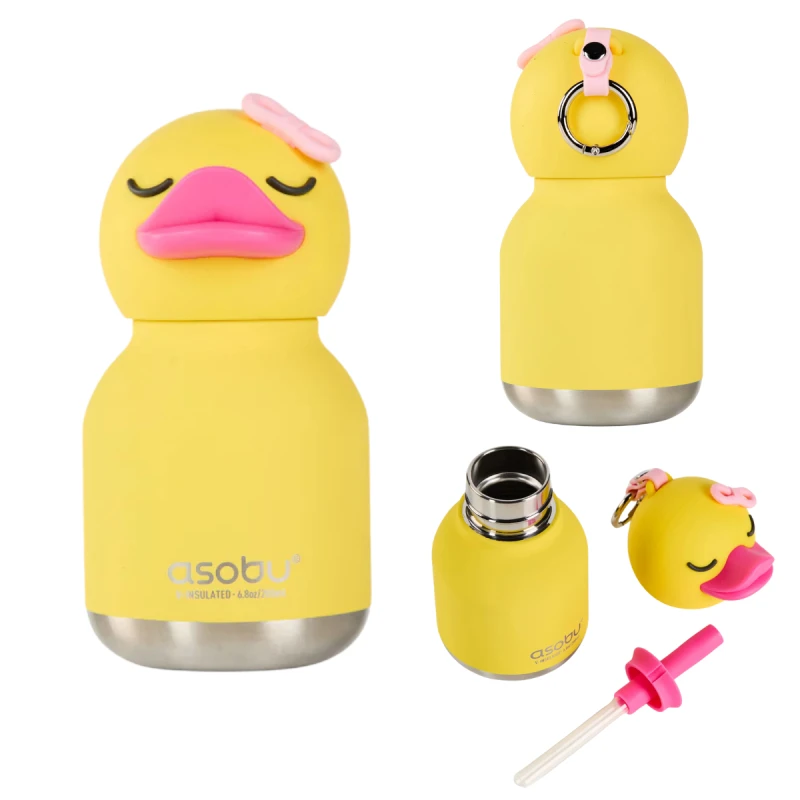 Butelka termiczna ze słomką Mini Bestie Kaczka 200 ml Asobu