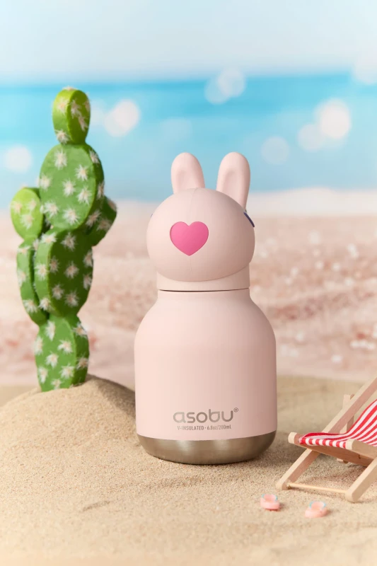 Butelka termiczna ze słomką Mini Bestie Królik 200 ml Asobu