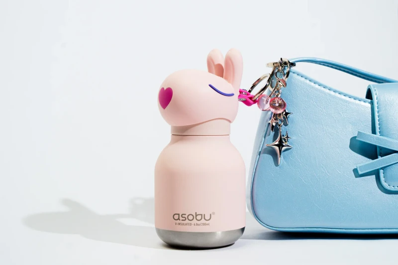 Butelka termiczna ze słomką Mini Bestie Królik 200 ml Asobu