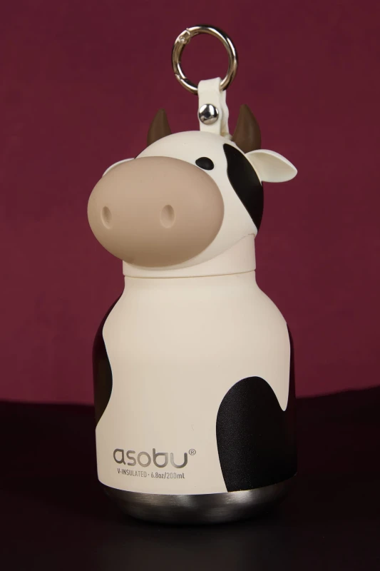 Butelka termiczna ze słomką Mini Bestie Krowa 200 ml Asobu