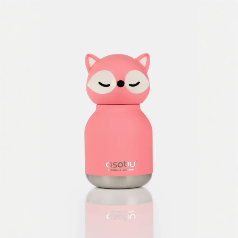 Butelka termiczna ze słomką Mini Bestie Różowy Lis 200 ml Asobu