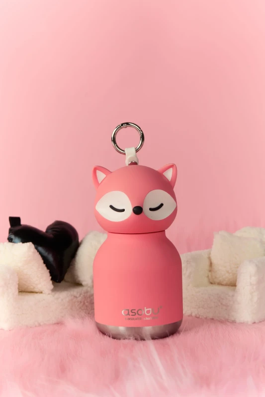 Butelka termiczna ze słomką Mini Bestie Różowy Lis 200 ml Asobu