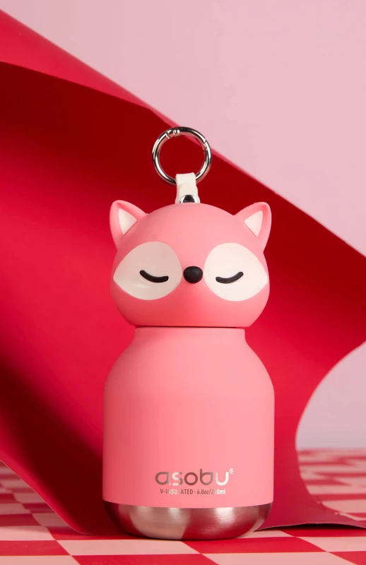 Butelka termiczna ze słomką Mini Bestie Różowy Lis 200 ml Asobu