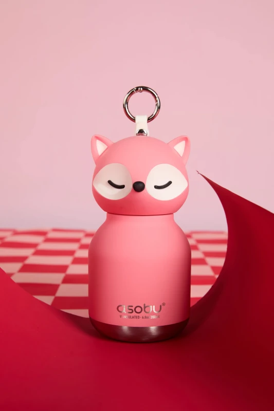 Butelka termiczna ze słomką Mini Bestie Różowy Lis 200 ml Asobu