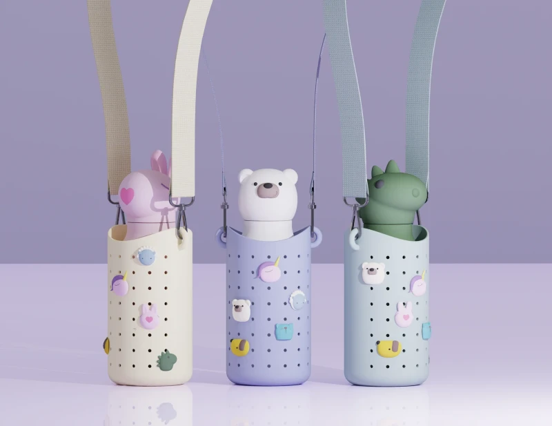 Etui na butelkę z paskiem Bestie Sling żółte Asobu