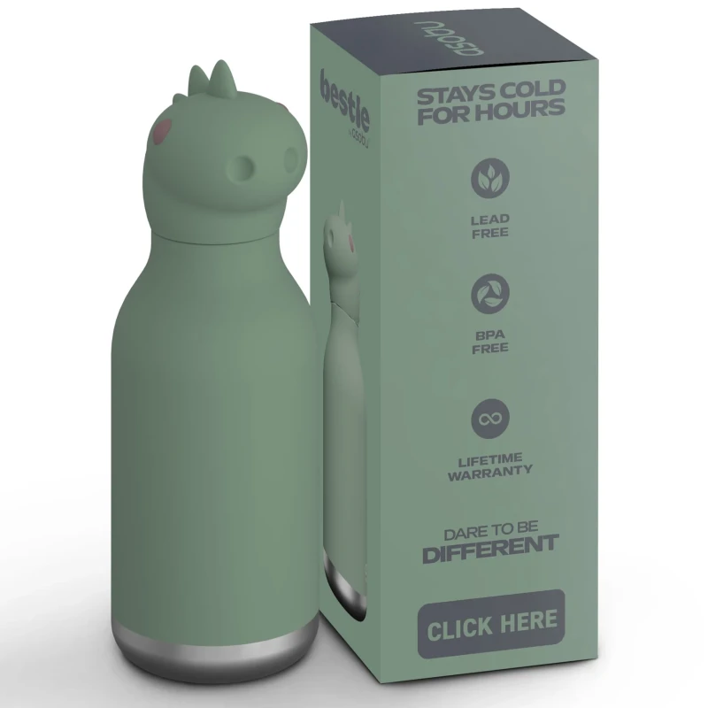 Butelka termiczna ze słomką Bestie Dinozaur 460 ml Asobu
