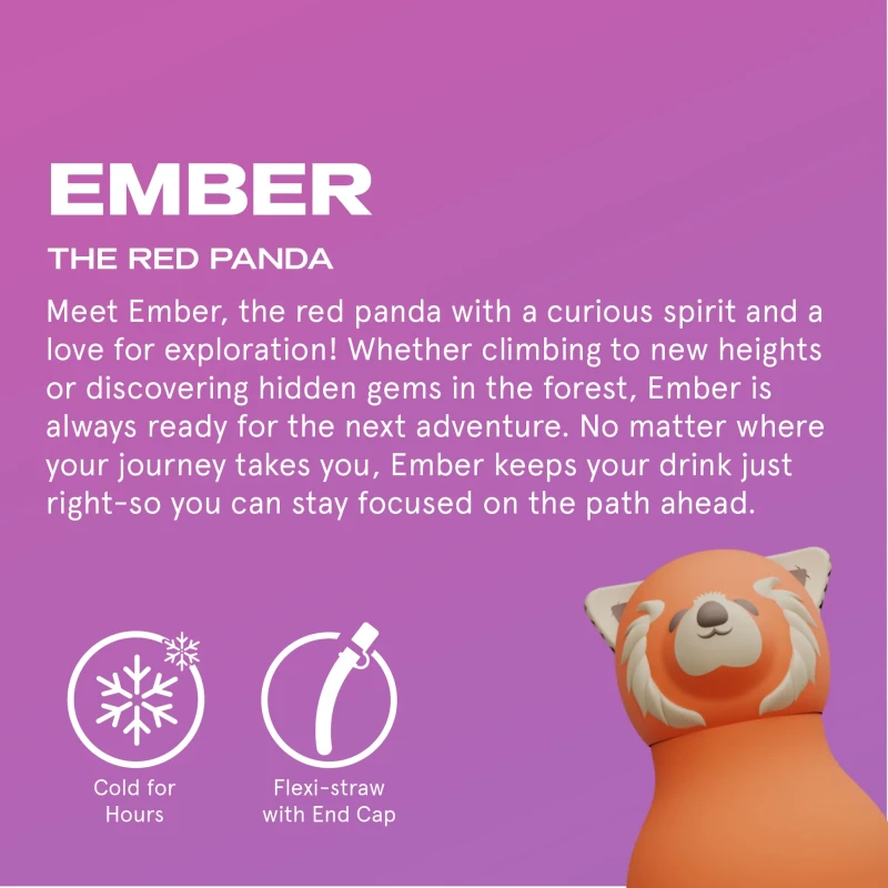 Butelka termiczna ze słomką Bestie Czerwona Panda 460 ml Asobu