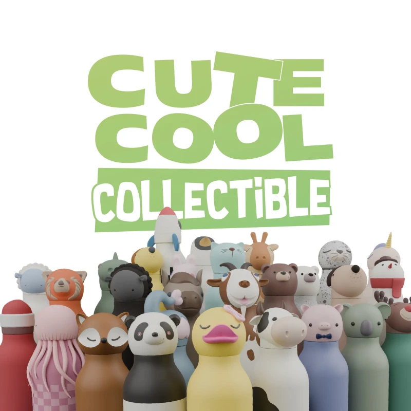 Butelka termiczna ze słomką Bestie Owca Czarna 460 ml Asobu