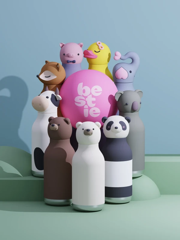 Butelka termiczna ze słomką Bestie Lis 460 ml Asobu