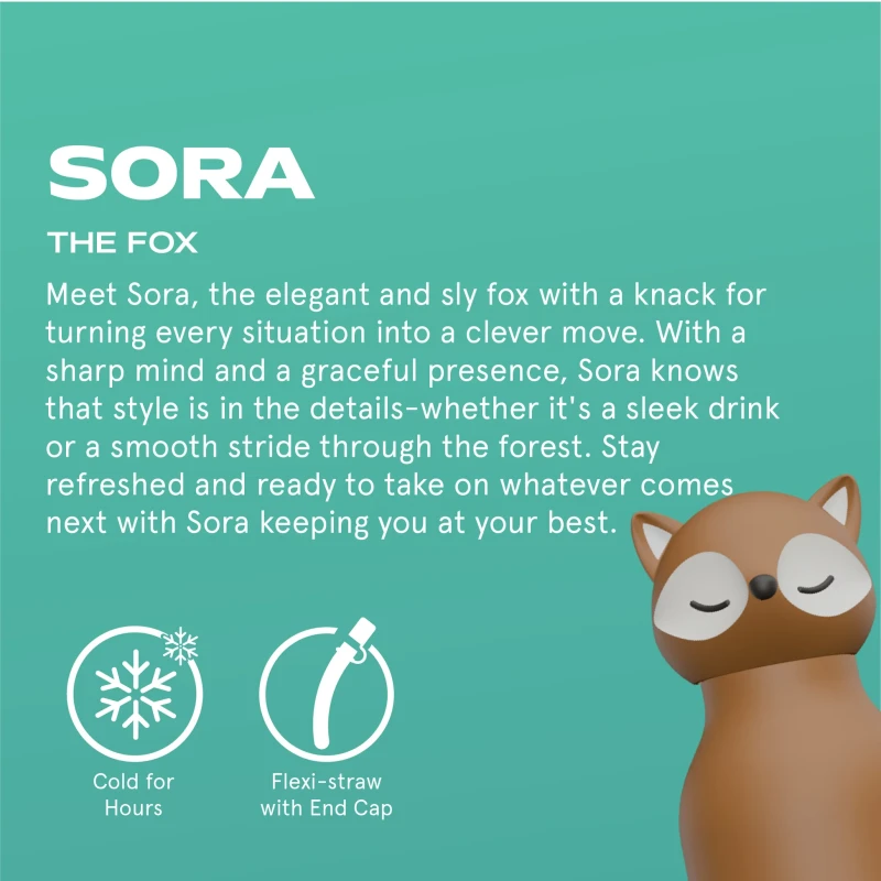 Butelka termiczna ze słomką Bestie Lis 460 ml Asobu