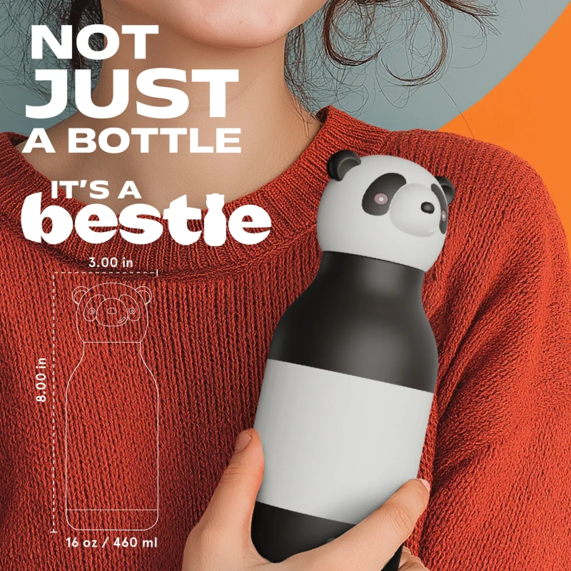 Butelka termiczna ze słomką Bestie Panda 460 ml Asobu